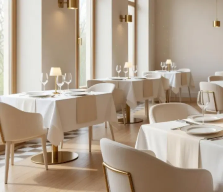 Poranne światło wpadające do eleganckiego wnętrza bistro Widorastella w Polsce.
